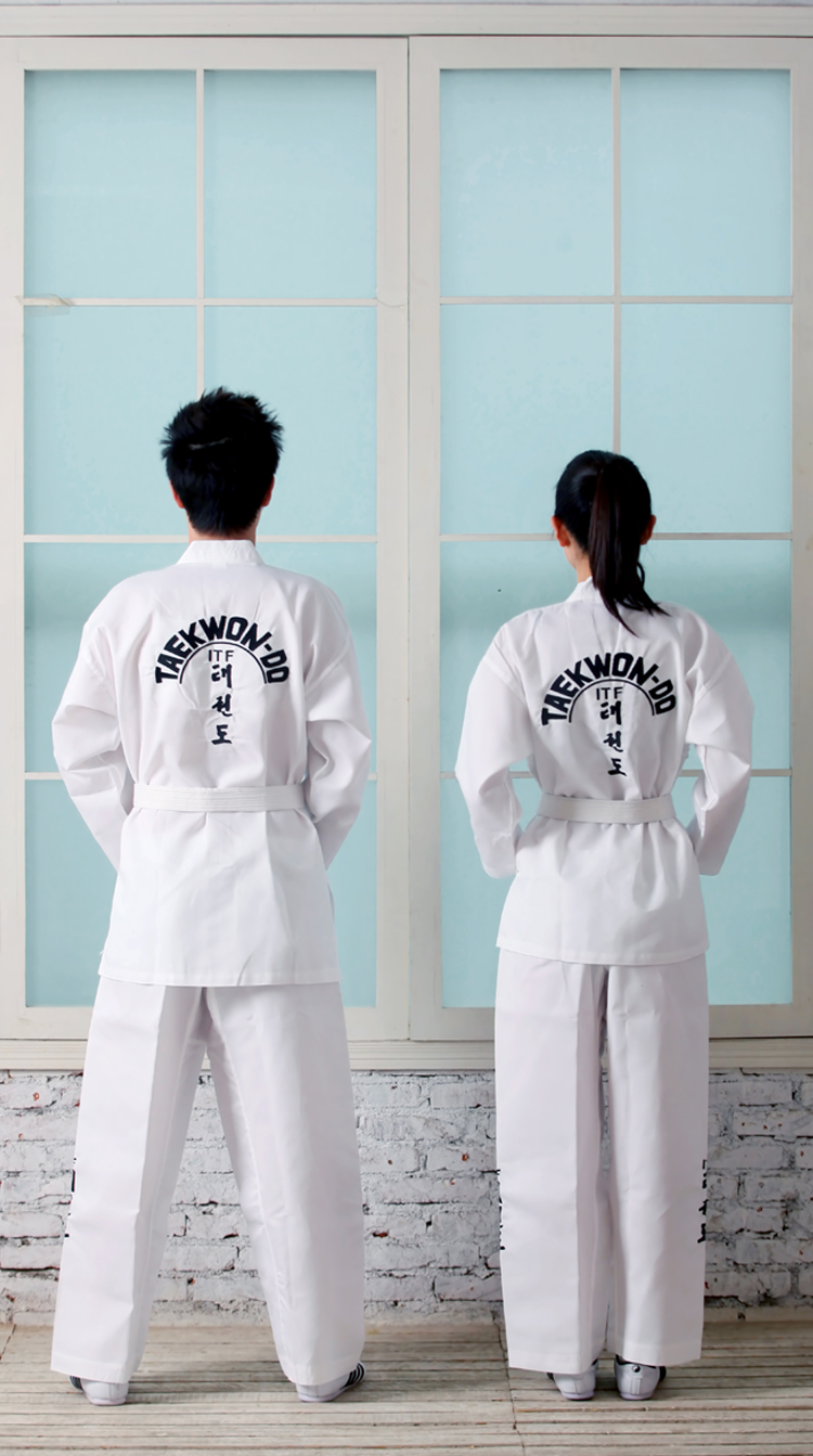 天权成人儿童跆拳道服itf跆拳道服装全棉涤棉跆拳道道服全刺绣 - 文武